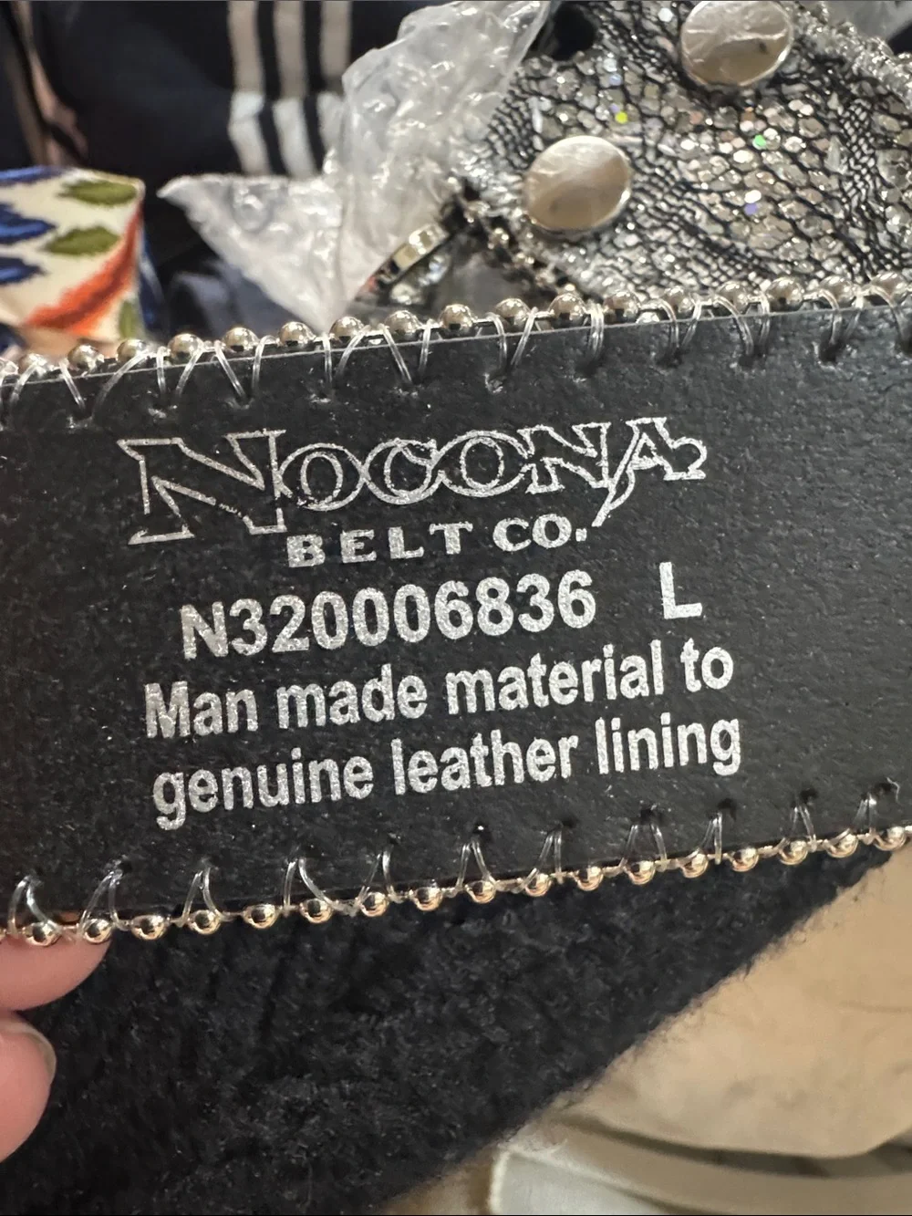 Nocona Western Belt Womens Glitter Lace Overlay Large New
